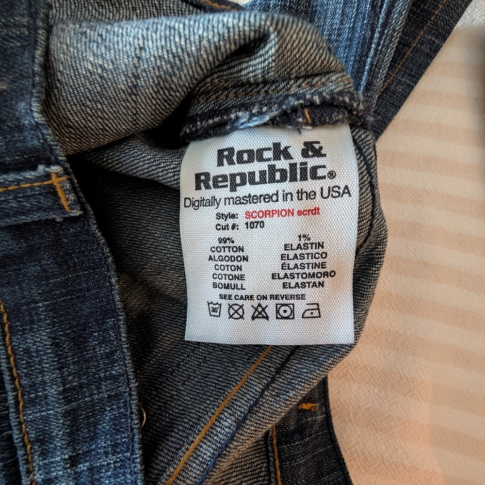 Rock & Republic Women's Y2K 2000s Low Rise Dark Blue Flare Jeans Size 25 - Picture 5 of 6